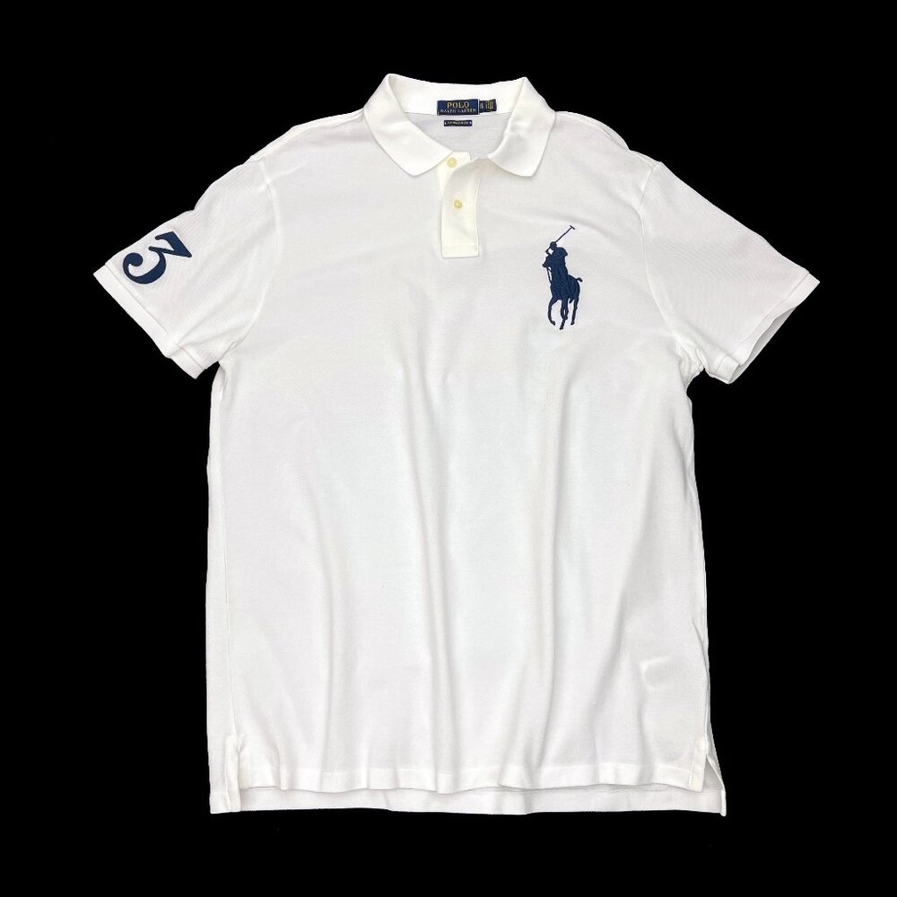 Polo Ralph Lauren Big Pony Custom Slim Fit Mesh White Shirt Mens XL X-Large
